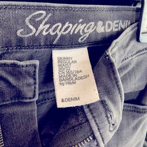 H&M Shaping Denim Grey Black Skinny Jeans